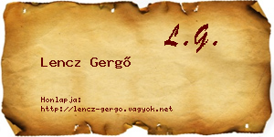 Lencz Gergő névjegykártya